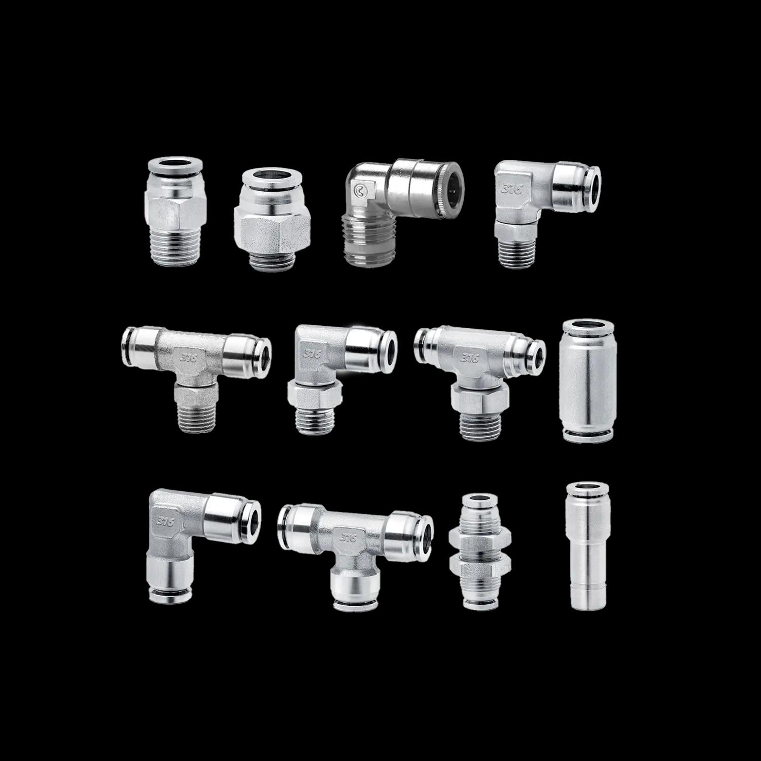 Super-rapid fittings in 316L stainless steel