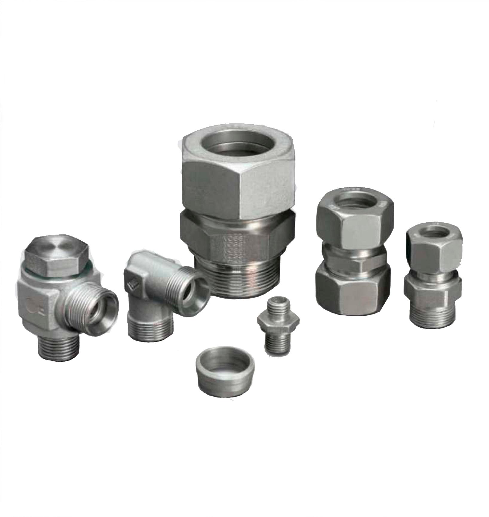 Tubo de aço e terminais de anel cortante